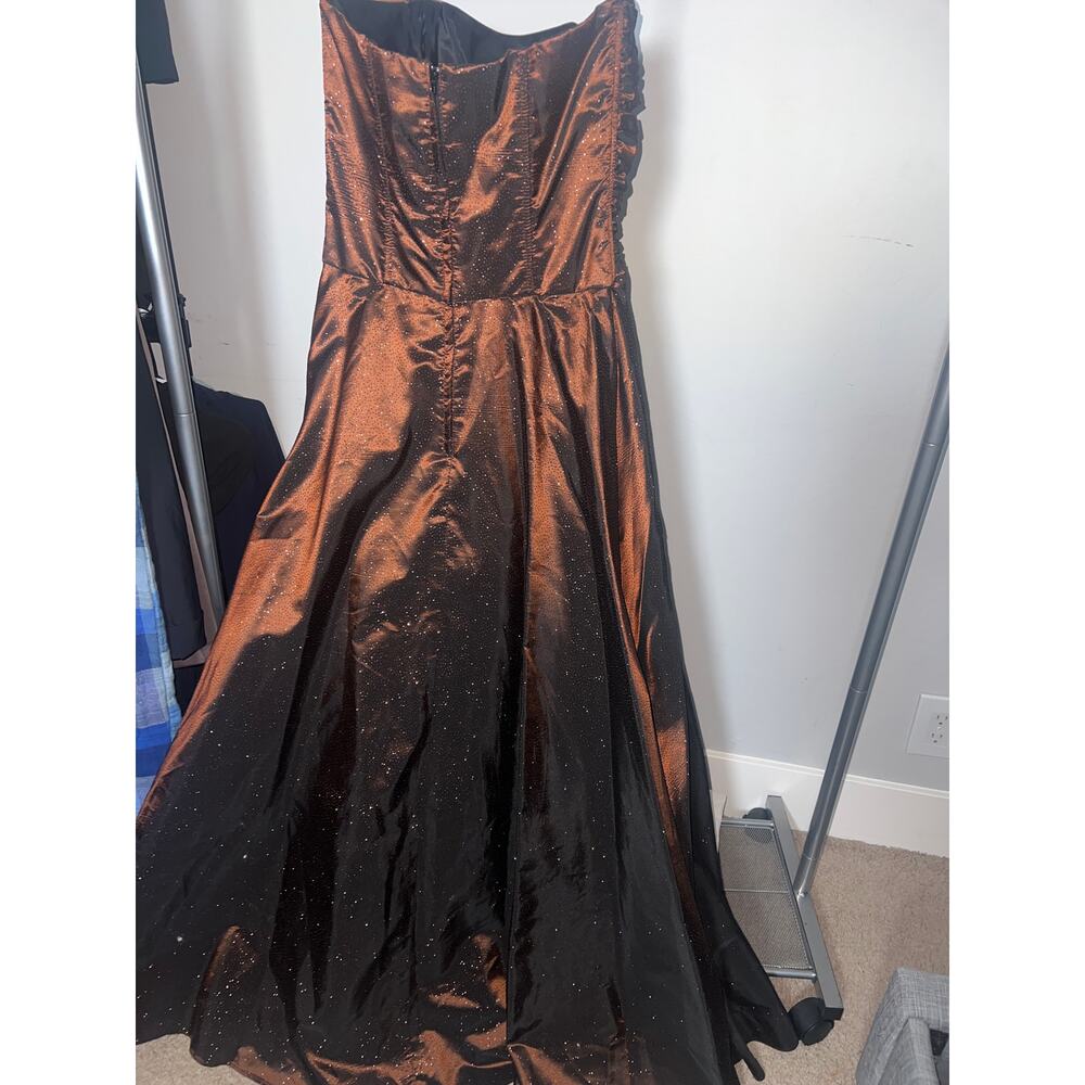 076 Scott McClintock Strapless Brown Sparkle Gown Size 8 – Vintage Evening Dress - Picture 4 of 10